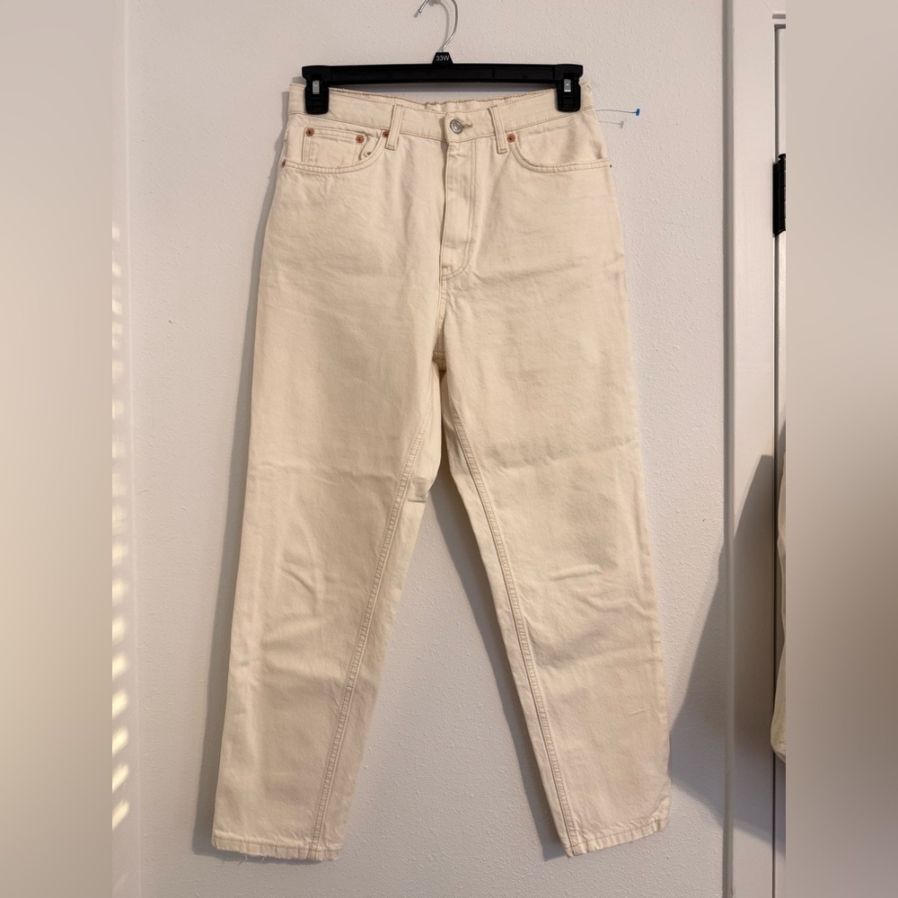 MANGO "Mom" White Denim Jeans (size 8)